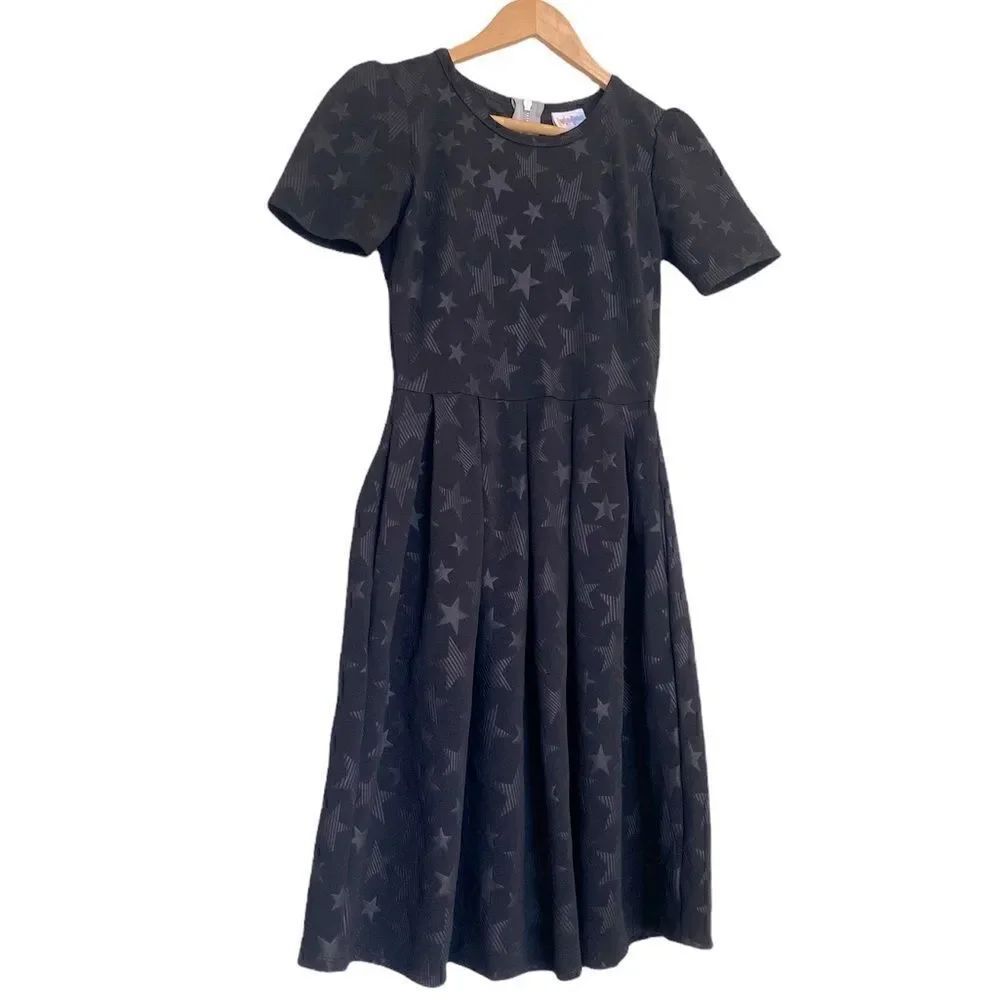 Lularoe Black Stars Amelia Dress Size XS